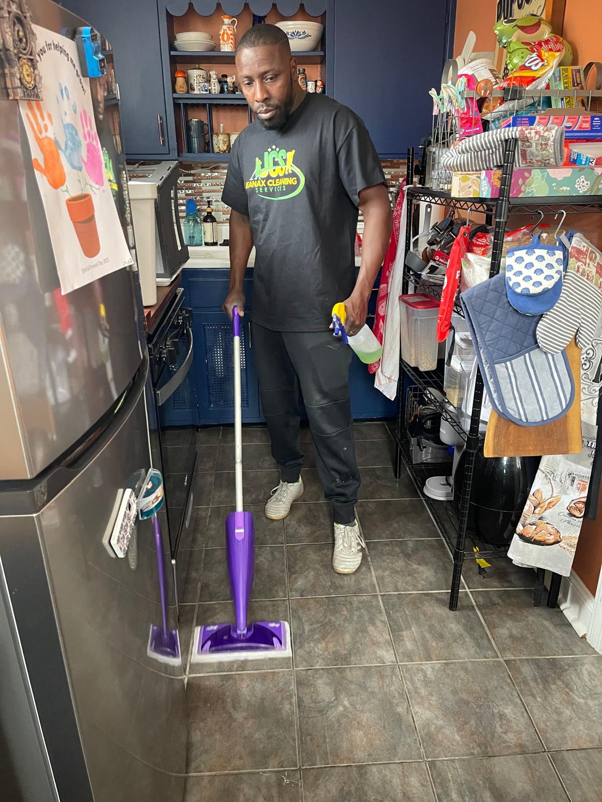Vacuuming the living room